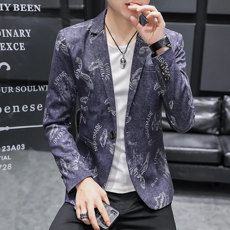 

2023 Spring New Long-sleeved Blazer Korean Version of The Slim Handsome Youth Fashion Casual Hundred Take Trendy Jacket Suit