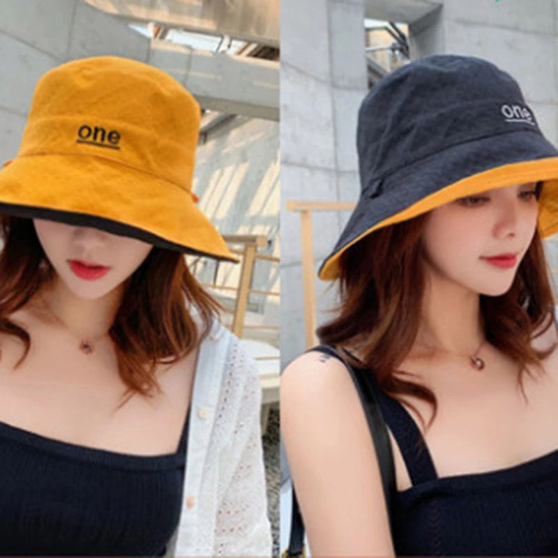 Cotton Double-Sided Letter Embroidery Fisherman Hat For Women Outdoor Fishing Cap Casual Panama Bucket Cap Sunscreen Sun Cap frog bucket hat