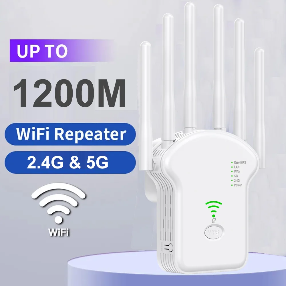 Repetidor Wifi sem Fio Banda Dupla Extensor Wifi Amplificador de Rede Roteador Wps Repetidor de Sinal Roteador Wps 2.4g 5g 1200mbps
