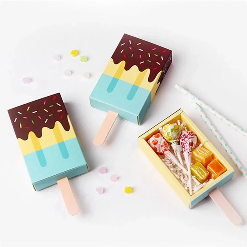 2/4/6 stücke Eis Form Candy Boxen Hochzeit Gefälligkeiten Cookies Geschenke Verpackung Boxen Tasche Kinder Geburtstag Hawaii Party decor Baby Dusche – Detail 2