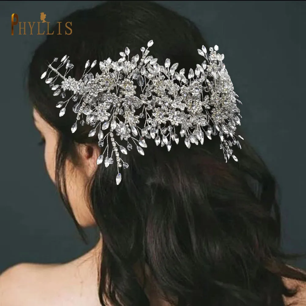 A140 Silver Bridal Headband Crystal Wedding Headpieces for Bride Hair Accessories for Flower Girl Tiara Bridesmaid Headwear