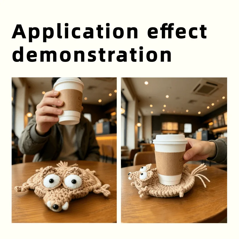 Handmade Crochet Squirrel Coasters – Cute Heat-Resistant Table Mats for Coffee Cups, Dining Tables, Party Decor & Fun Gifts