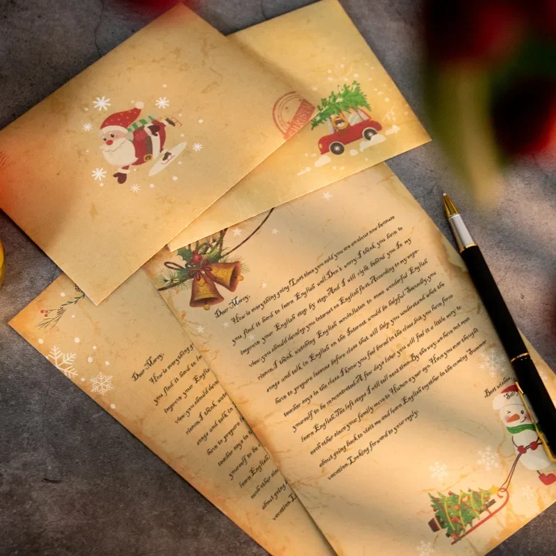 Merry Christmas Envelopes Kawaii Santa Claus Snowman Letter Paper DIY Xmas Gifts Invitation Greeting Cards Envelopes Stickers kraft paper envelopes mailing envelopes gift card envelopes