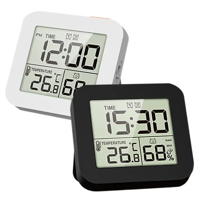 Room Humidity Monitor 3 In 1 Thermohygrometer Clock With Backlight Multifunction LCD Display Indoor Humidity Sensor For Bedroom digital weather station with 3 remote sensors 328ft 100m indoor outdoor temperature humidity monitor alarm clock with snooze thermohygrometer with weather forecast pressure backlight date week alarm function for home office greenhouse warehouse