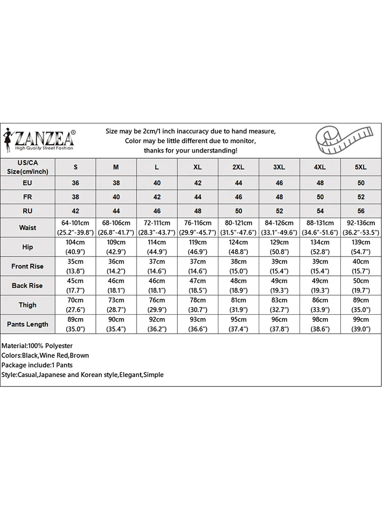 ZANZEA Elegant Solid Pocket Work Pantalon Women Long Pants Casual Loose Straight Wide Leg Trouser 2024 Summer Elastic Waist Pant