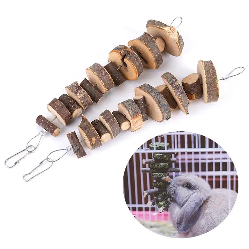 Natural Wood Chew Toy Wood Sticks for Small Pet Hamster Rabbit Apple Wood Molar String Squirrels Tooth Grinding Toy Pet Supplies 2