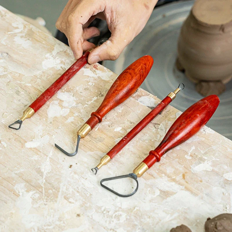 

Инструменты для керамики, вольфрамовый стальной резак, головка, инструменты для обрезки, текстурный кольцевой нож из красного дерева, высококачественный гравировальный инструмент