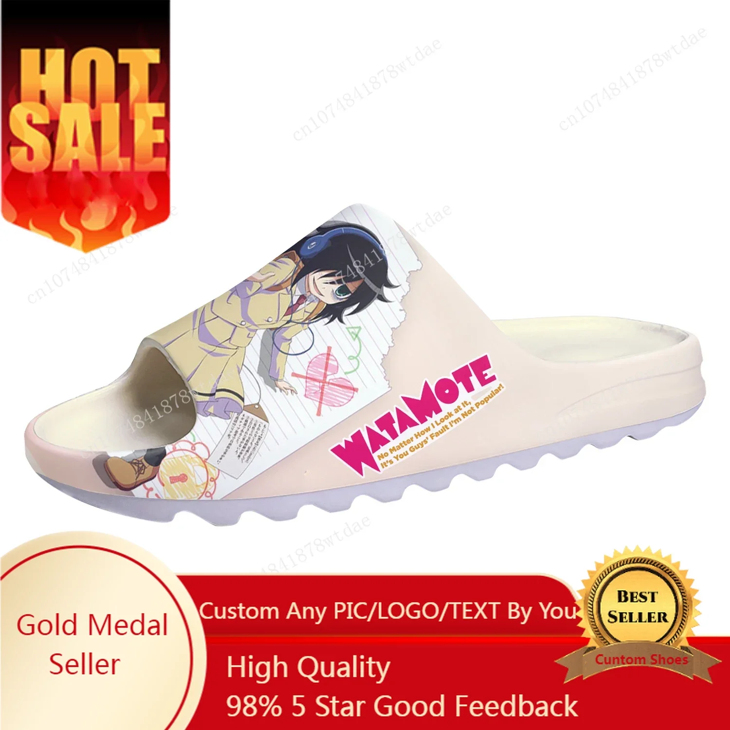 

Watamote Kuroki Tomoko Soft Sole Sllipers Mens Womens Teenager Home Clogs Anime Step In Water Shoes On Shit Customize Sandals
