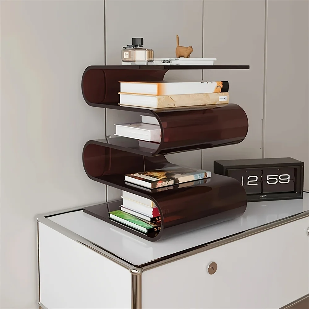 S-shaped acrylic side table magazine rack, decorative bookshelf magazine rack 6