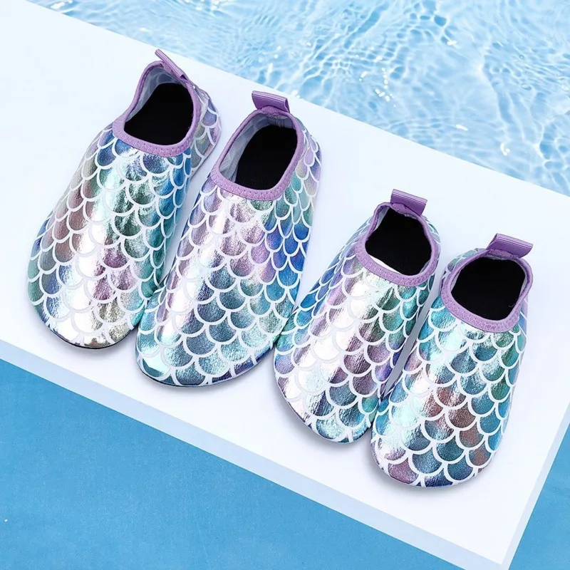 Mermaid Scale Girls Aqua Shoes Summer Bling Children Beach Swimming Shoes New Princess Anti Slip Soft Toddler Kids Slippers 3