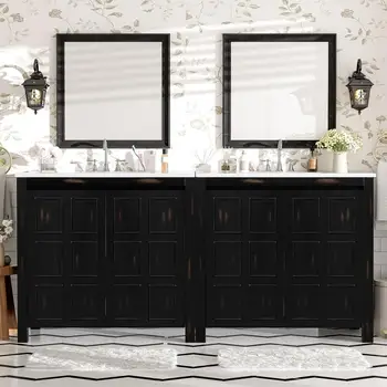 72" Espresso Double‑Sink Bathroom Vanity Set 1