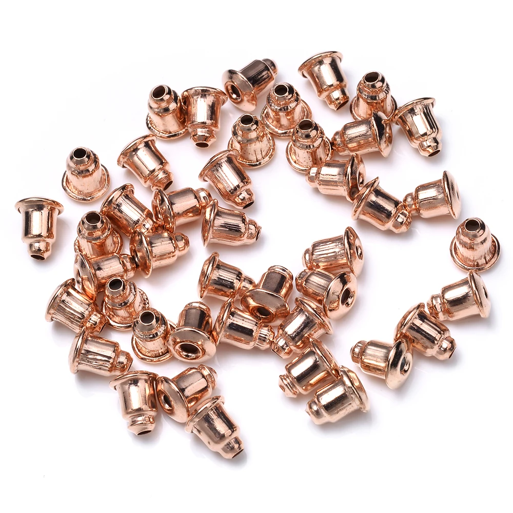 200 teile/los Rose Gold Ohrring Bolzen Stopper Basis Ohr Bolzen Zurück Stopper Ohrring Einstellungen DIYSchmuck Machen Zubehör – Detail 9