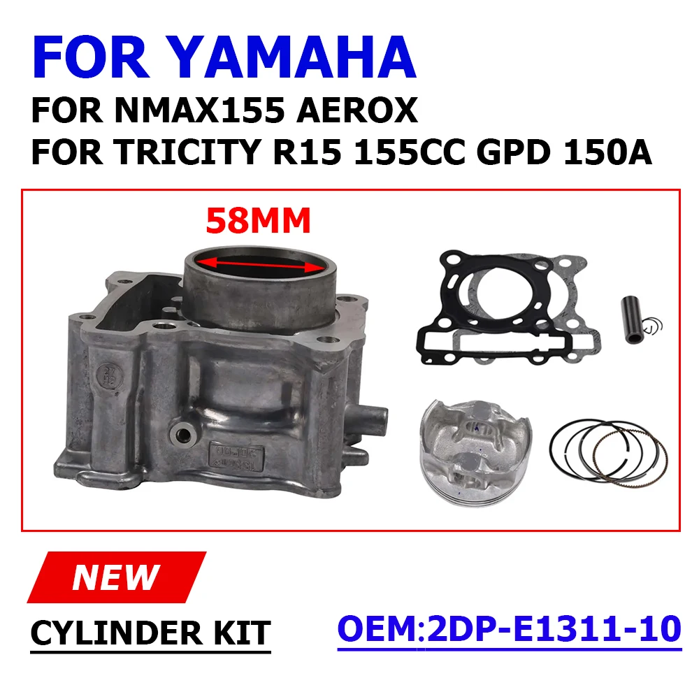 Kit Cilindro Moto Set Guarnizioni Anello Pistone Blocco 58Mm Foro Per Yamaha Nmax155 Aerox Tricity R15 155Cc Gpd 150A 2Dp-E1311-10