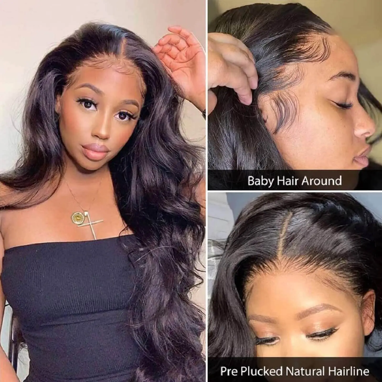 

Millionaire Queen 13x6 HD Transparent Front Lace Wigs 180% Density 100% Human Hair Body Wave Glueless Wigs Human for Black Women