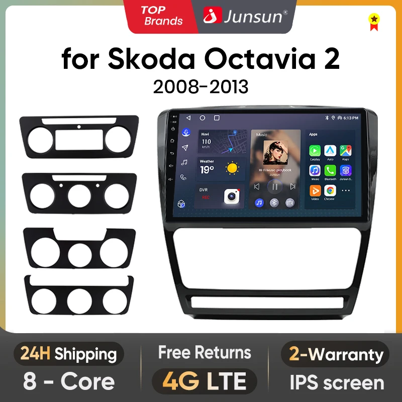 

Автомагнитола Junsun V1 для SKODA Octavia 2 A5 2008-2013, 4G, GPS