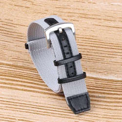 Nylon Genuine Leather Strap Replacement for Outdoor Sports Watch - Green, Black, Grey (Grey)