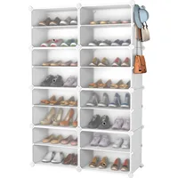 8-Tier Shoe Organizer for Closet, 32-Pair Shoe Storage Cabinet, White, Metal 1