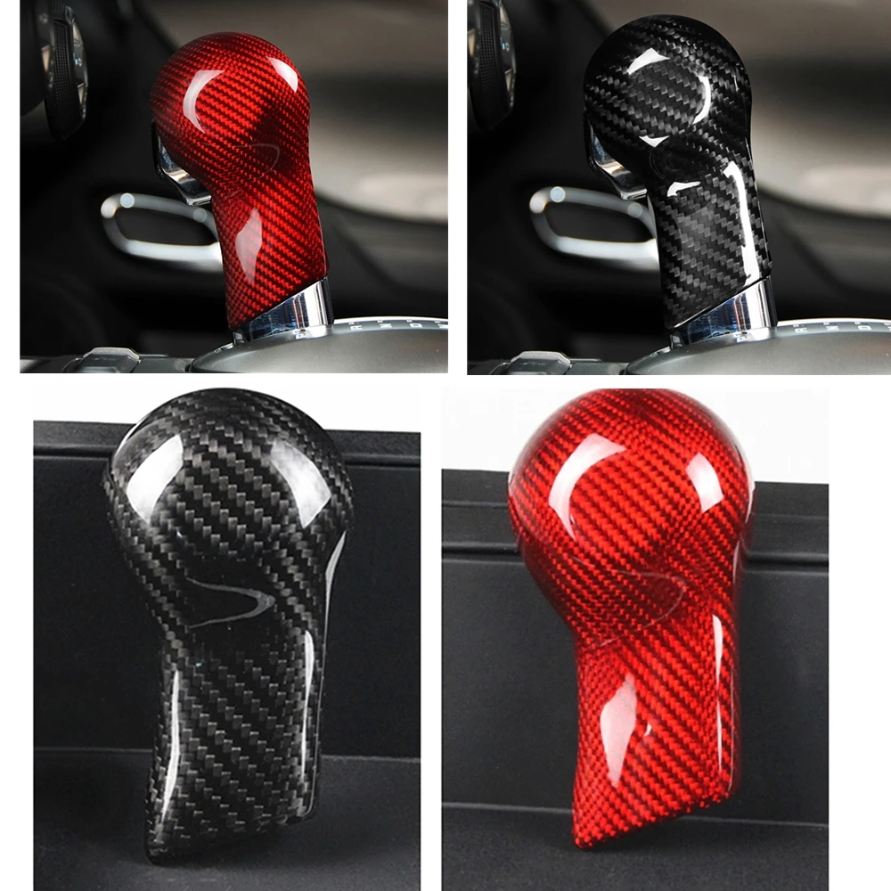 

For Chevrolet Camaro 2010-2015 Gear Head Shift Head Knob Cover Trim Real Carbon Fiber Red Black Caps