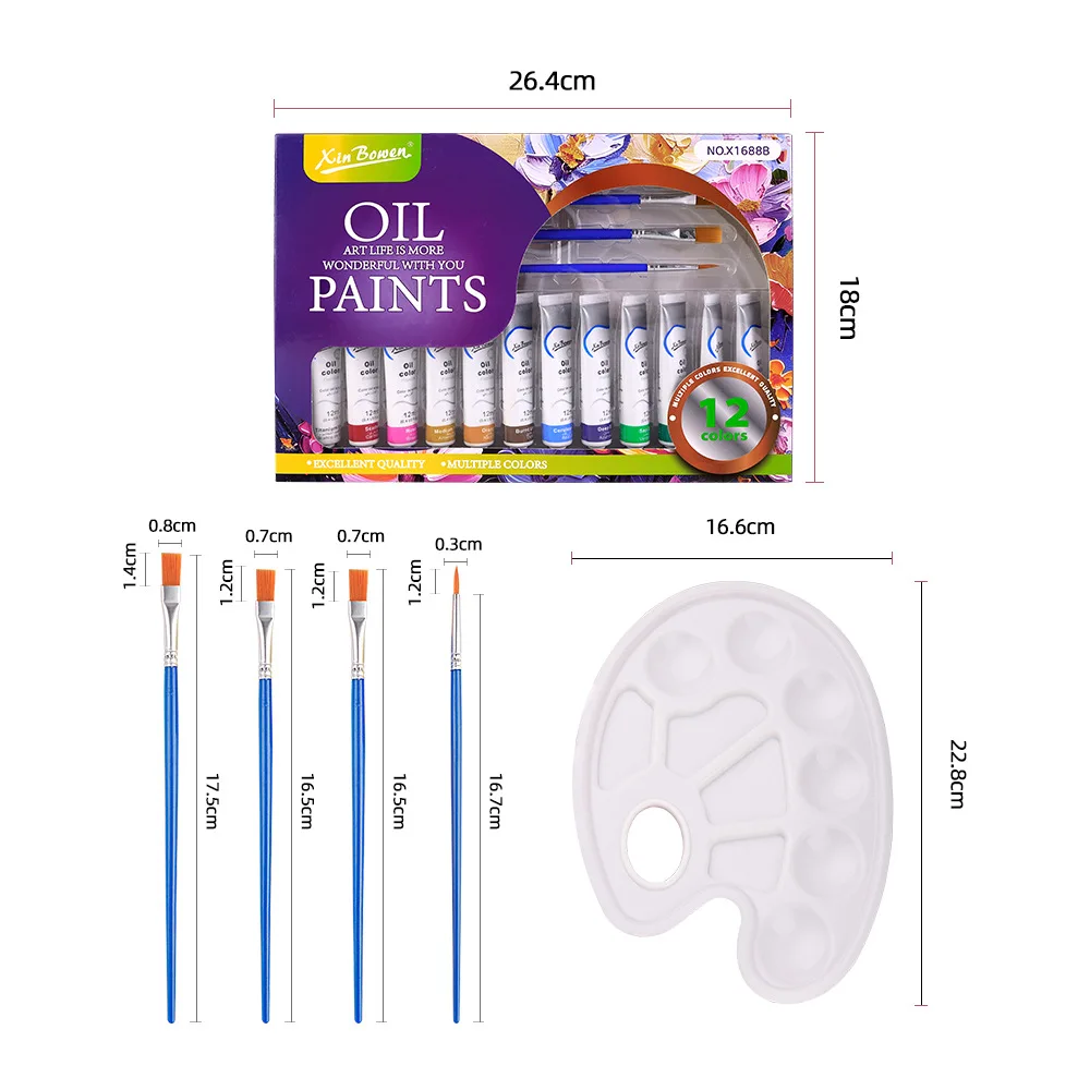 Bview Art Oil paint 12ml set of 12 colours art student sketching paints hand painted portable free painting tools