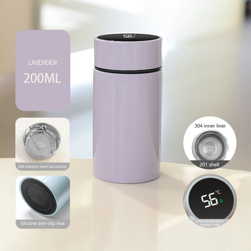 thumbnail image 1 of 200ML Smart Thermos Water Bottle Intelligent Temperature Display Stainless Steel Vacuum Flasks Thermoses With Filter Tee Cup, 1 of 5