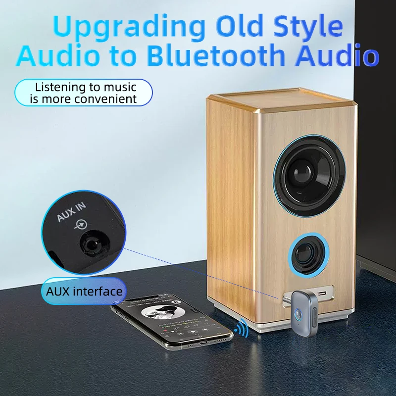 Bluetooth 5.3 Adapter Audio Receiver Wireless Audio for Car Music Headphone Speaker AUX Wireless Adapter 3.5mm Jack