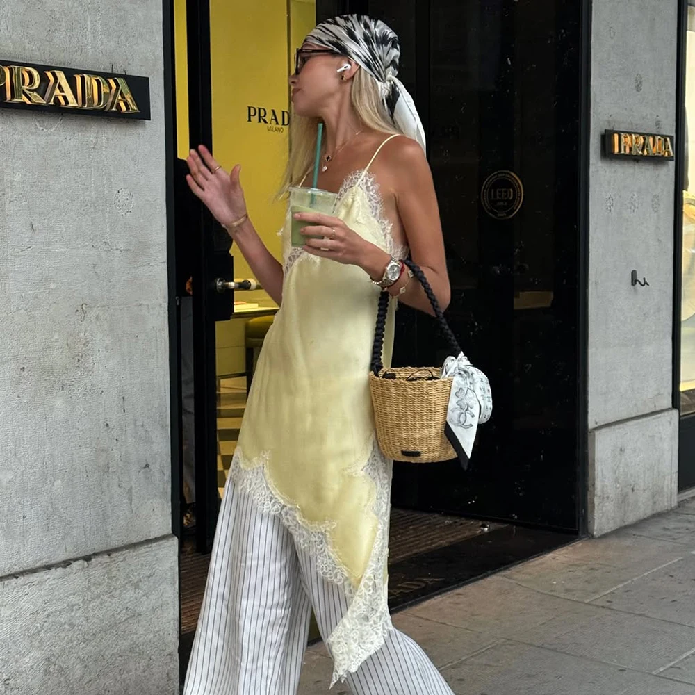 Robe dentelle femme spaghetti sans manches sexy été fête – Image 6