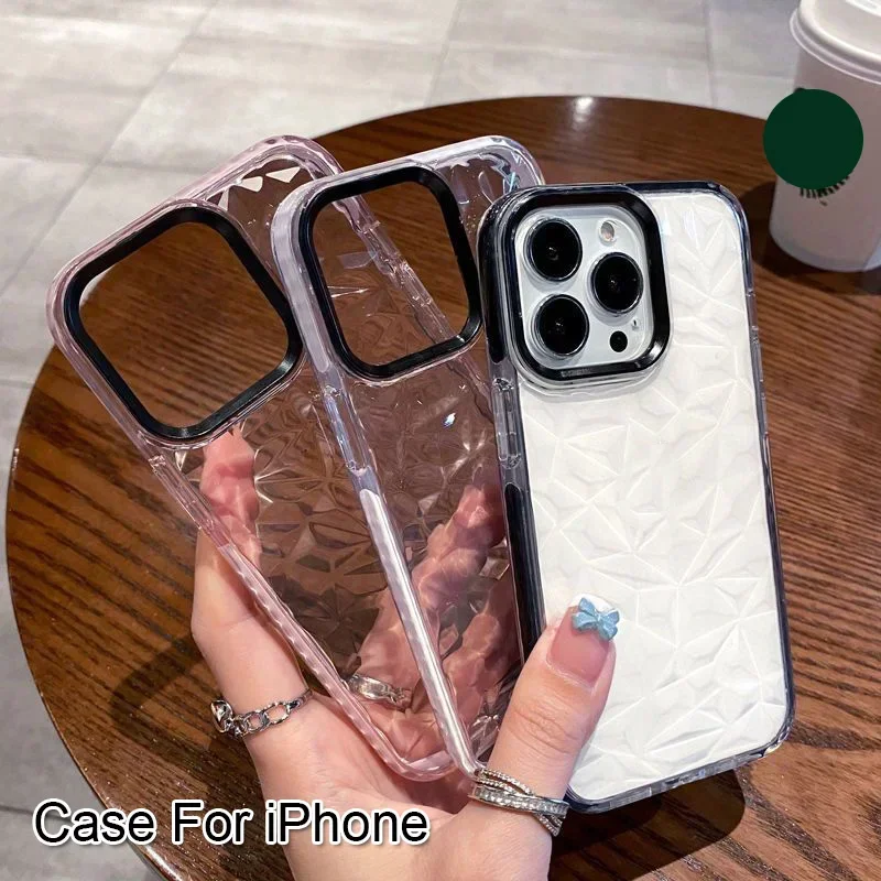 Diamond Pattern Shockproof Transparent Phone Case