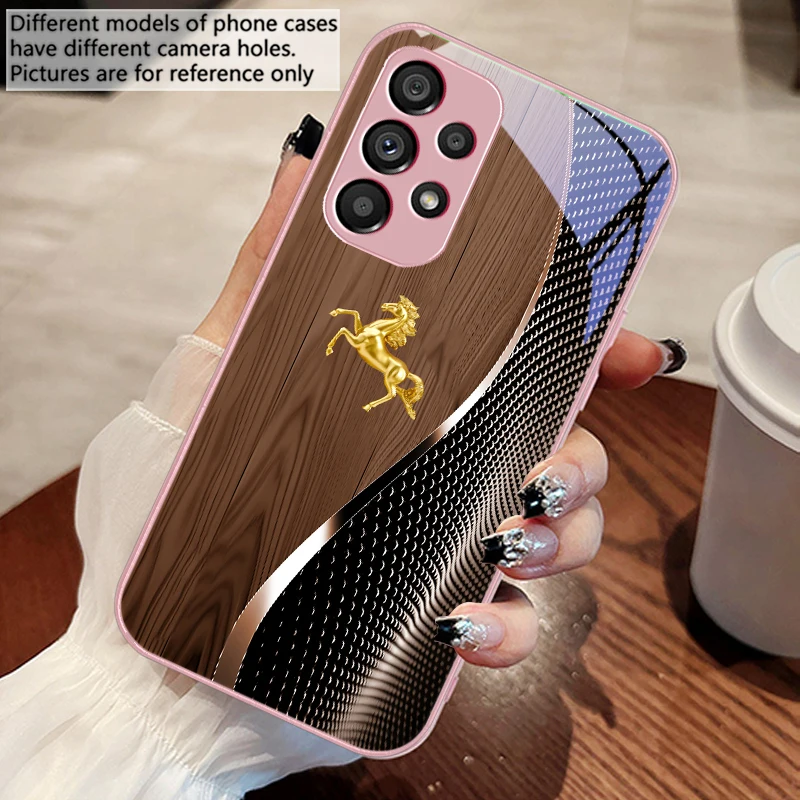 Wood Grain Golden Horse Glass Phone Case