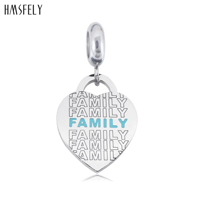 

HMSFELY 316L Stainless Steel Charm Pendant Heart Shape Family Tags For DIY charms Bracelet Necklace Jewelry Making Accessories