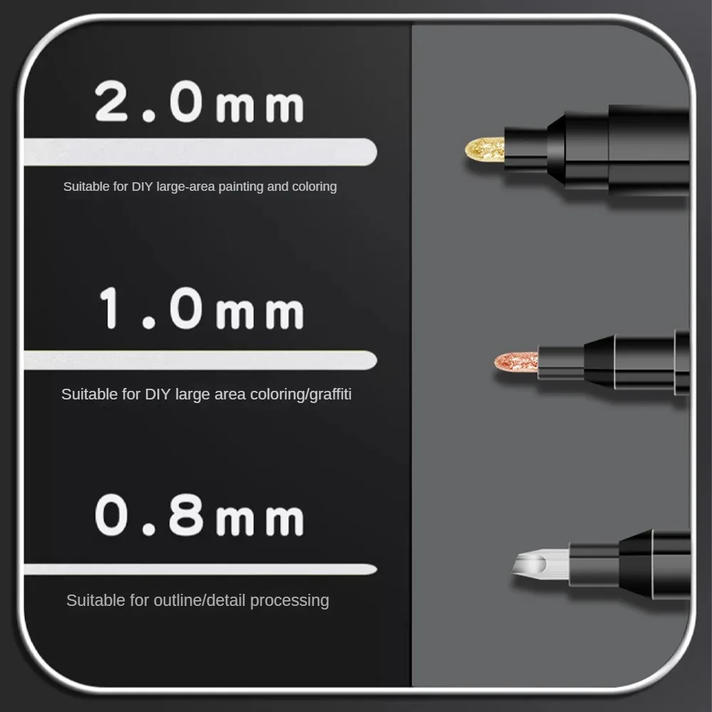 1pc 크롬 미러 마커 펜 2mm DIY 반사 페인트 펜 영구 골드 실버 마커 터치 업, 모델 페인팅, 마킹