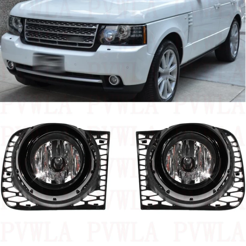 

Pair Left And Right Front Bumper Fog Lights Lamp With Halogen + The Grille Cover For Land Rover Range Rover 2010 2011 2012