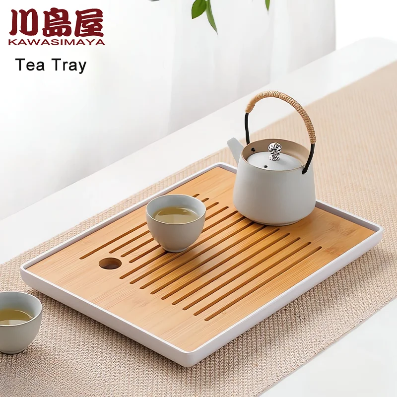 

KAWASIMAYA Japanese Style Tea Tray Home Kung Fu Tea Set Tray Small Tea Sea Table for One Person to Put Cups Draining Tra