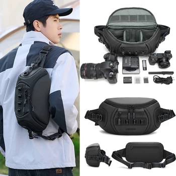 Borse Fotografiche a Tracolla per DSLR, Telefono e Power Bank, Borsa Portaoggetti di Grande Capacità, Borsa da Petto Impermeabile Portatile per Fotografia