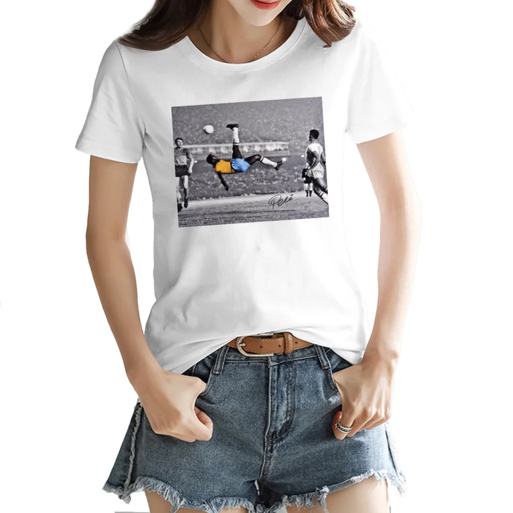 Top tee Brazil Nascimento and pelés peles Soccer Team Women's T-shirt Graphic Activity Competition Campaign Champion Vintage