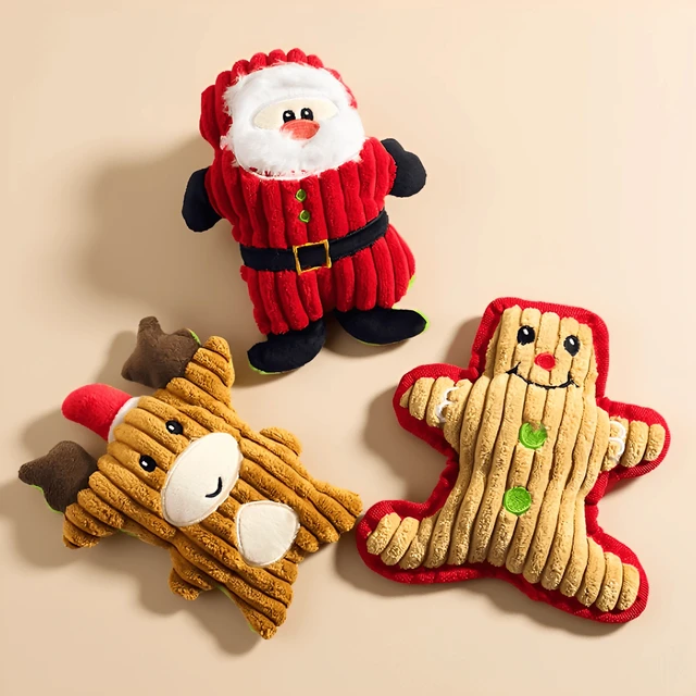 Christmas Pet Chewing Toy for Grinding and Cleaning Teeth Interactive Squeaky Plush Toy for Help Relieve Boredom Pet Toy for Dog 4