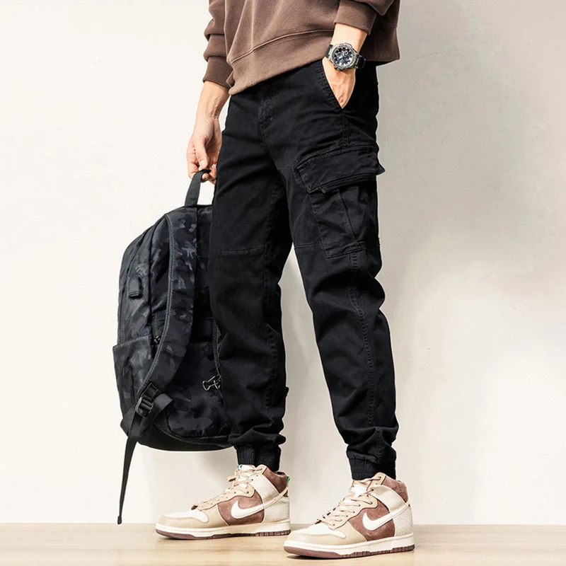 Street Fashion Men Jeans Big Pocket Designer Casual Cargo Pants Hombre Khaki Black Hip Hop Joggers Men Wide Leg Loose Trousers