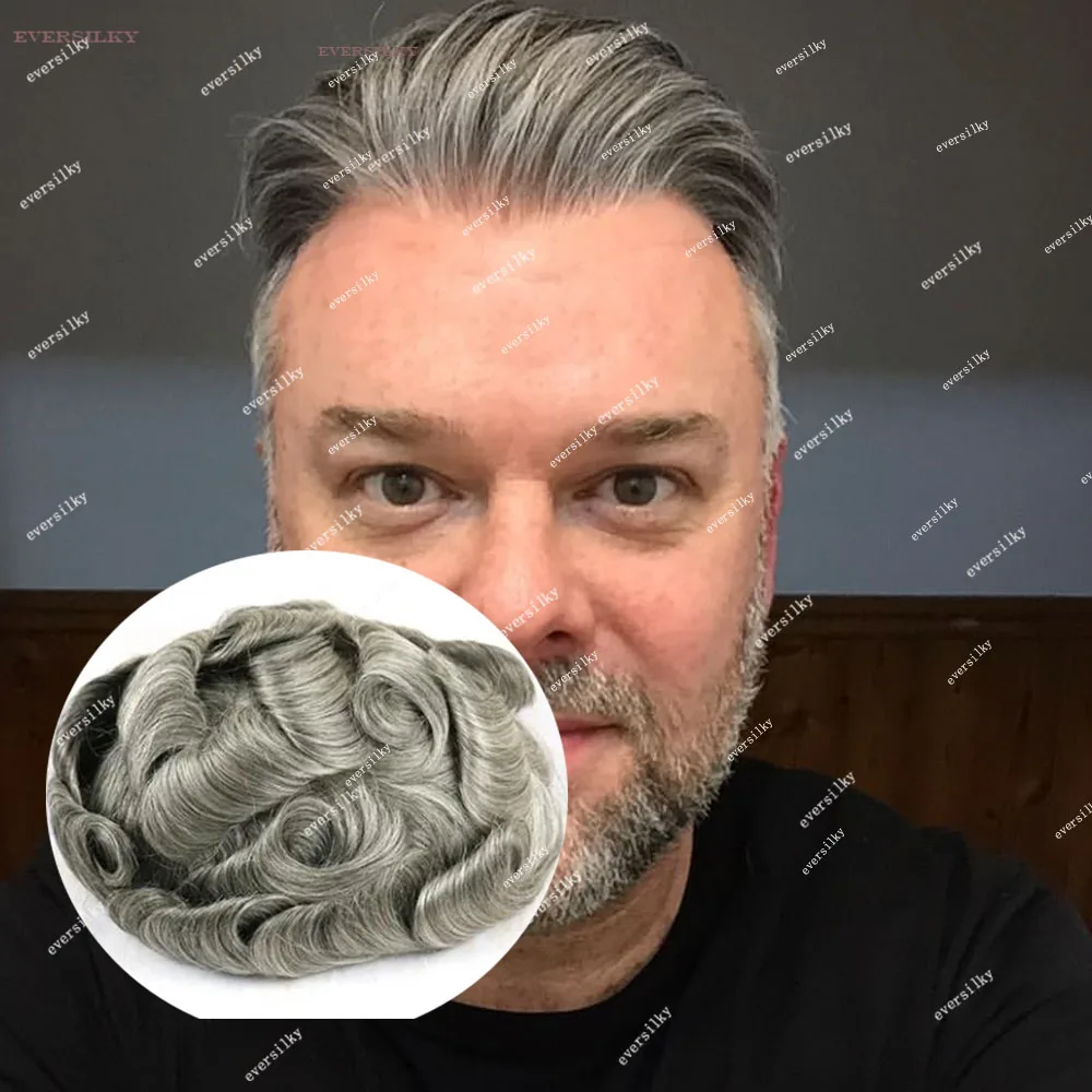 Natural Hairline light Dark Brown Super Durable Microskin Thin Skin Pu Men Toupee 1b40 1B80 Grey 100% Human Hair Wigs Prosthesis 3