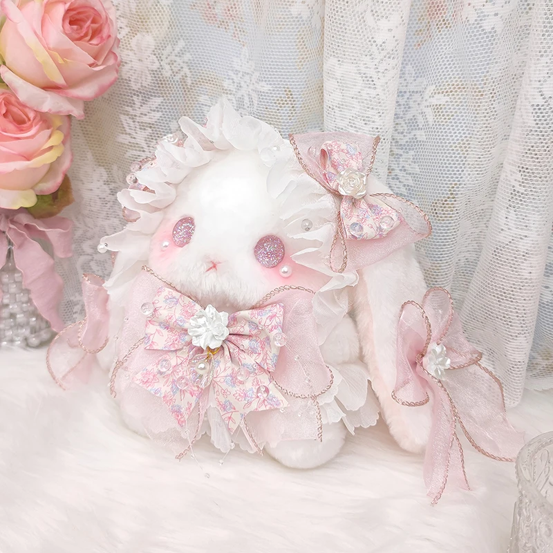 ロリータ垂れ耳ウサギ人形バッグオリジナルリボンかわいい