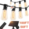 50/100FT Remote Dimmable Solar String Lights Outdoor ST38 LED Fairy Garden Lamp Wedding Party Xmas Halloween Hanging Patio Light 1