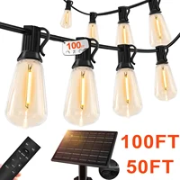50/100FT Remote Dimmable Solar String Lights Outdoor ST38 LED Fairy Garden Lamp Wedding Party Xmas Halloween Hanging Patio Light 1
