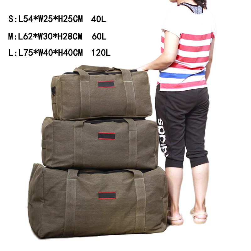 Large Capacity Canvas Duffle Bag for Travel 40L 60L 120L Sports Outdoor Carry On Luggage Tote Duffel Overnight Weekender Bag 4