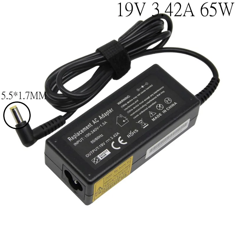 

19V 3.42A 65W 5.5*1.7mm AC Laptop Charger Adapter For Acer Aspire 5315 5630 5735 5920 5535 5738 6920 6530G 7739Z Power Supply