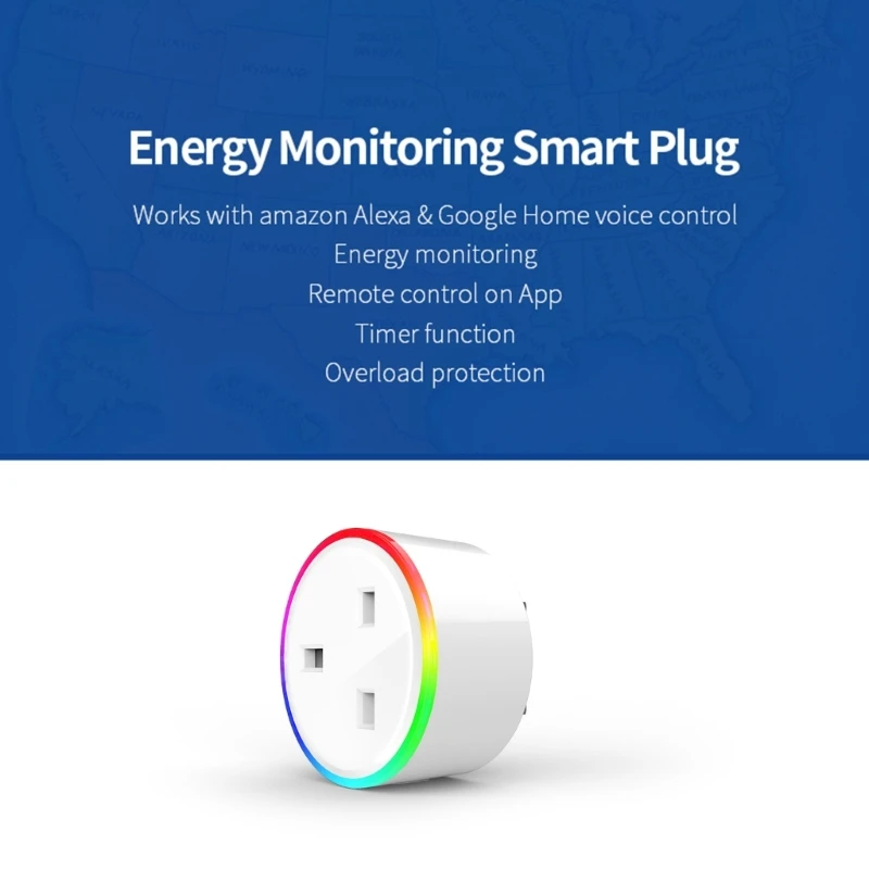 

WiFi Socket Plug with Dimmable RGB LED Light Wireless Remote Control Socket