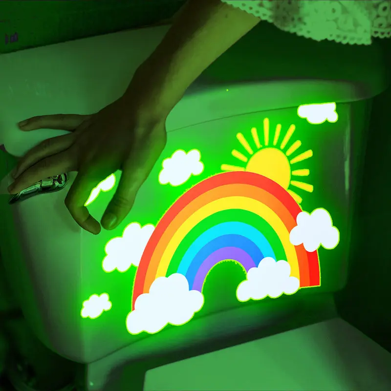 Rainbow Wall Sticker Glow in The Dark Kids Bedroom Decor Luminous Fluorescent Heart Cloud Decals Adhesive Stickers for Baby Room
