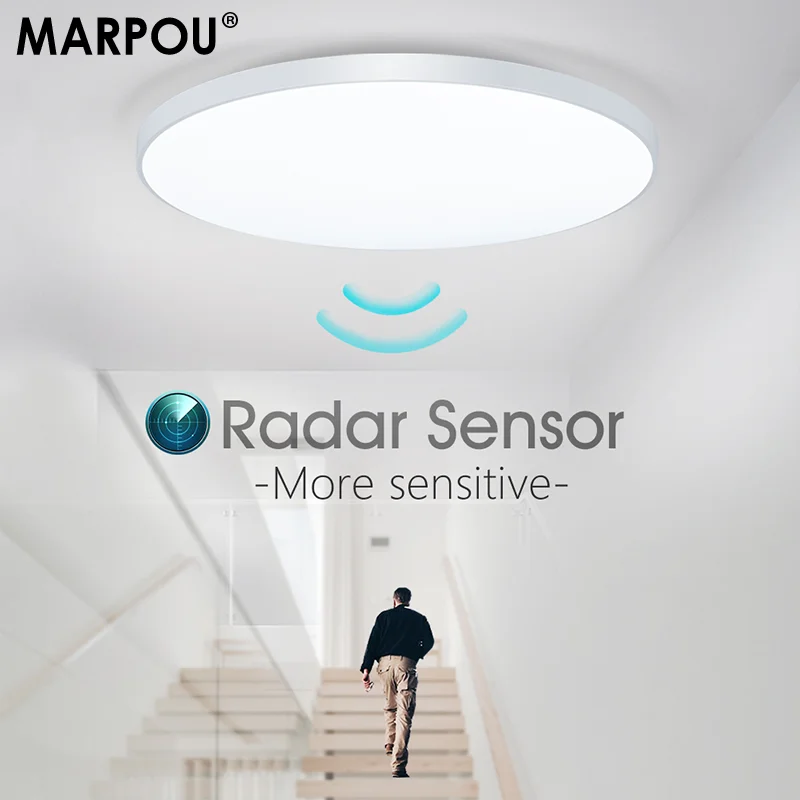 

MARPOU Radar Led Light Ceiling Sensor 220V for Hallway 15W 20W 40W 50W Cold White Ceiling Lights Motion Sensor For Corridor Foye