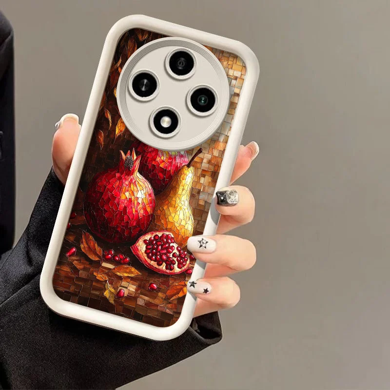 Creative Retro Fruits Marble Texture Printed Phone Case Cover