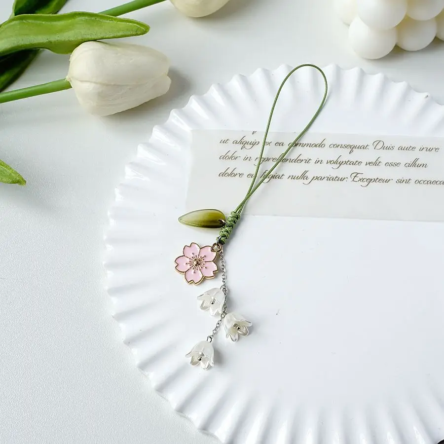 Tulip Flower Charm Phone Strap and Keychain Pendant - Cute Kawaii Hand Rope