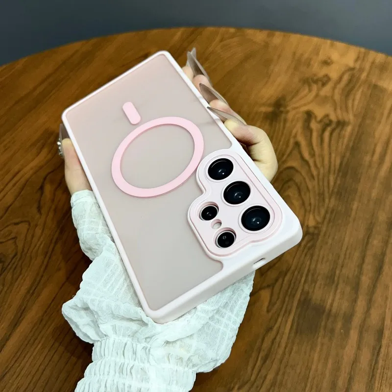 Magnetic Luxury Matte Translucent Armor Shockproof Case with Magsafe Compatibility
