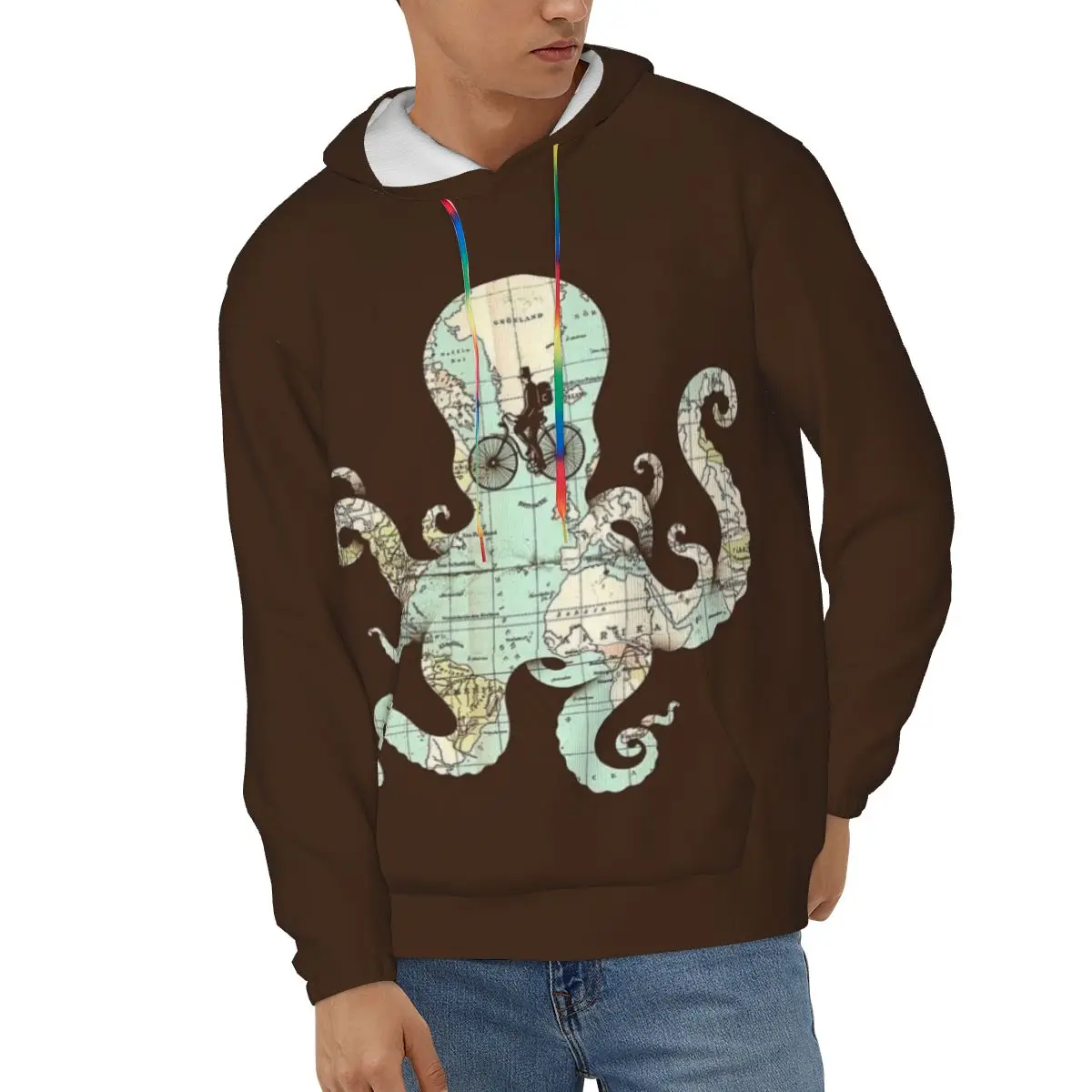 

Мужская толстовка осень зима повседневные толстовки Осьминог карта мужской пуловер свитшот уличная одежда
