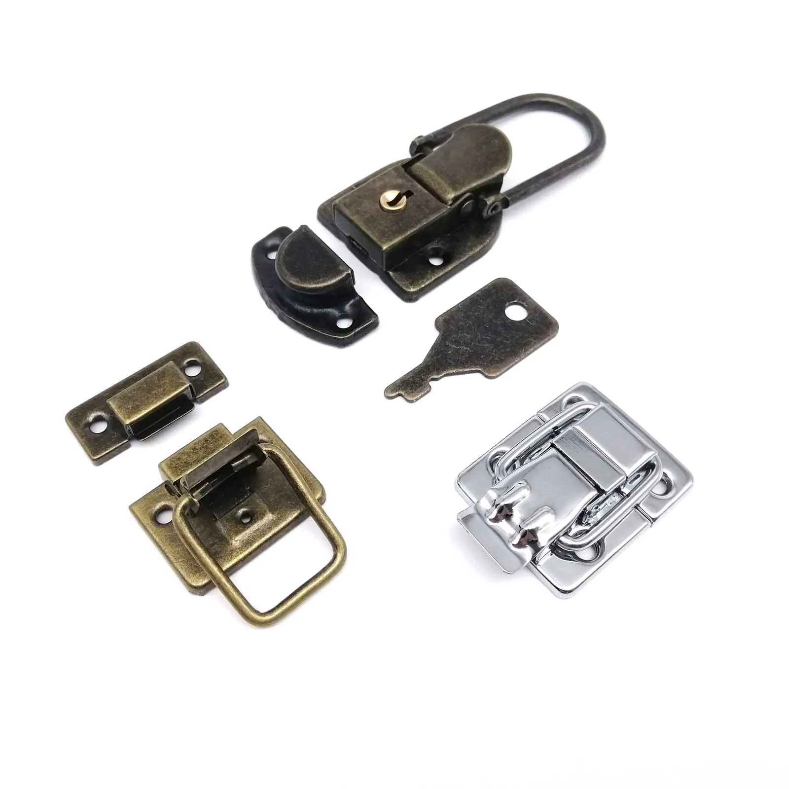 Toggle Latches Jewelry Box Hasps Decorative Latches Furniture Hardware 2pcs Trunk Toggle Catch Jewelry Chest Wooden Wine Box Gift Case Suitcase Hasp Latch Lock 4 type 3 color